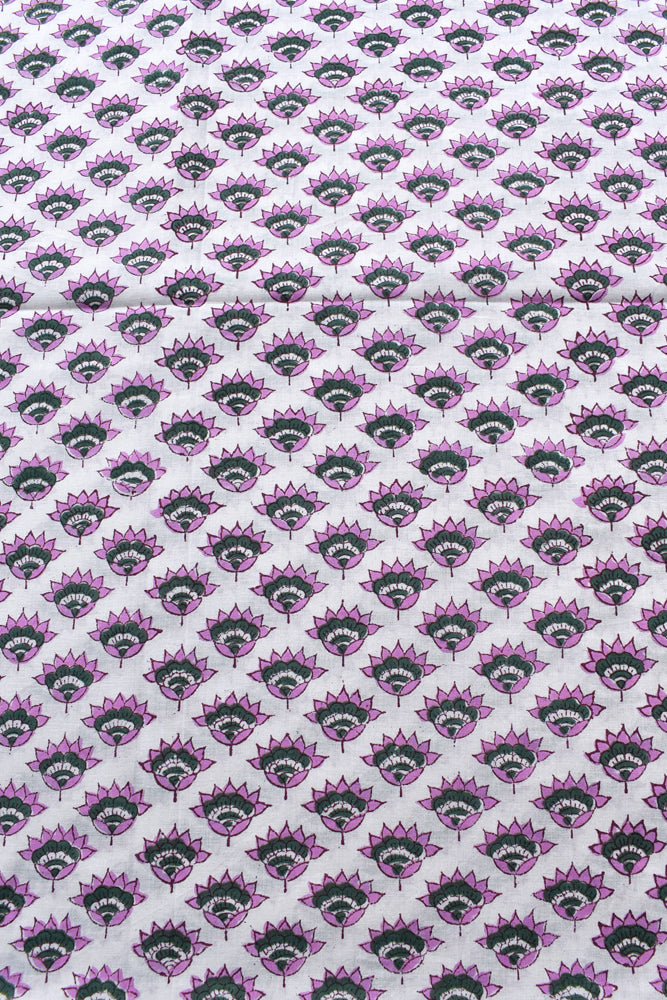 Beautiful Hand Block Printed Running Cotton Fabric ( 2.5 mtrs cut)