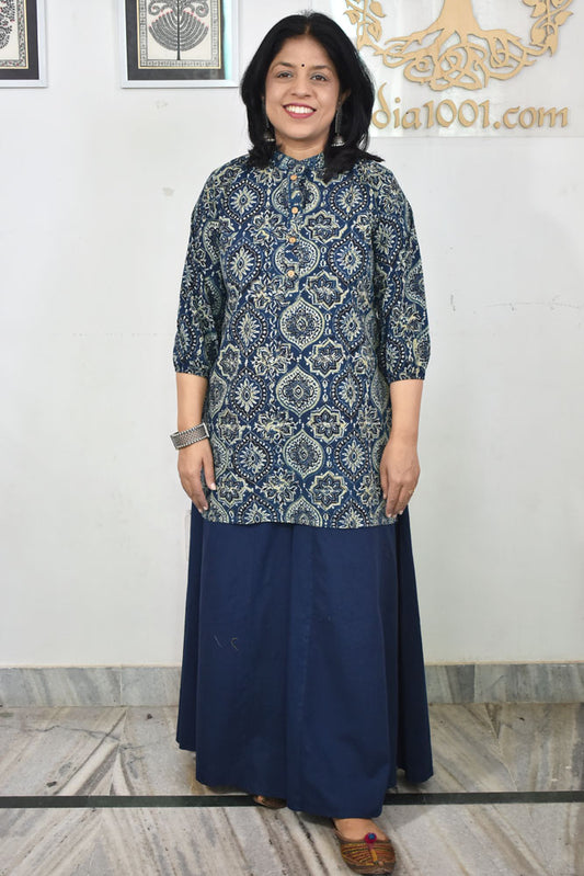 Beautiful Hand Block Printed Ajrakh cotton Short kurta, Size 38 to 44 ( all sizes)