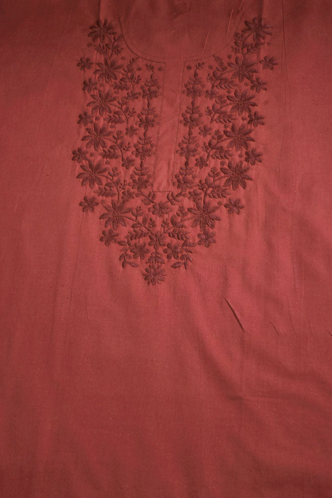 Elegant Cotton Kurta fabric with Embroidery - 2.6 - 2.7 mtrs