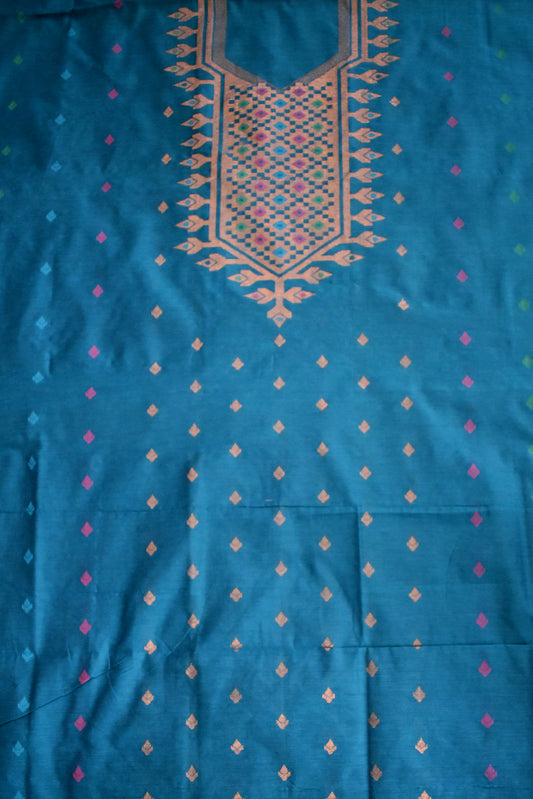 Festive Cotton Silk Jamdani Kurta Fabric ( 2.5 mtrs)