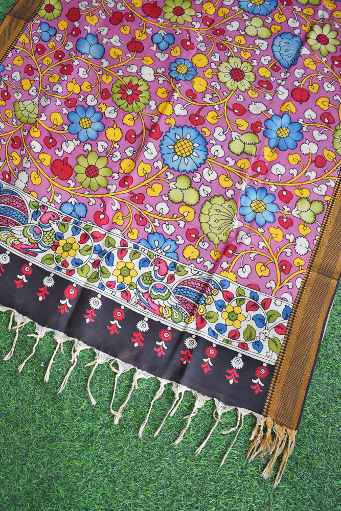 Beautiful Bangalore Cotton Silk Hand Painted Kalamkari Dupatta