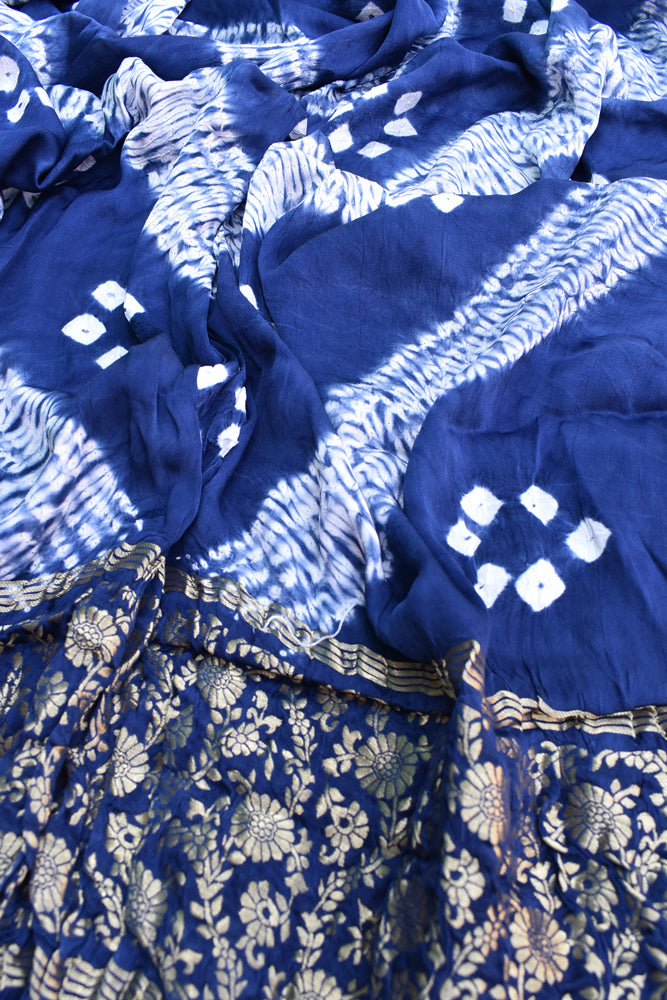 Beautiful Hand Crafted Shibori Modal Silk Dupatta with Tissue Lagdi patta palla