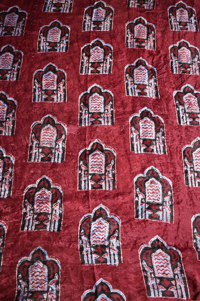 Ajrakh Velvet kurta fabric