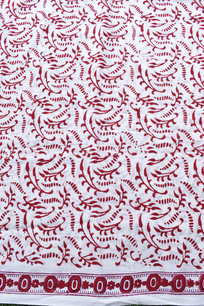 Beautiful Hand Block Printed Running Cotton Fabric ( 2.5 mtrs cut)