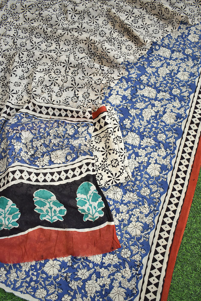 Hand Block Printed Cotton unstitched suit fabric with Soft Cotton dupatta