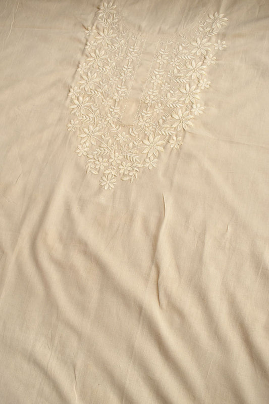 Elegant Cotton Kurta fabric with Embroidery - 2.6 - 2.7 mtrs