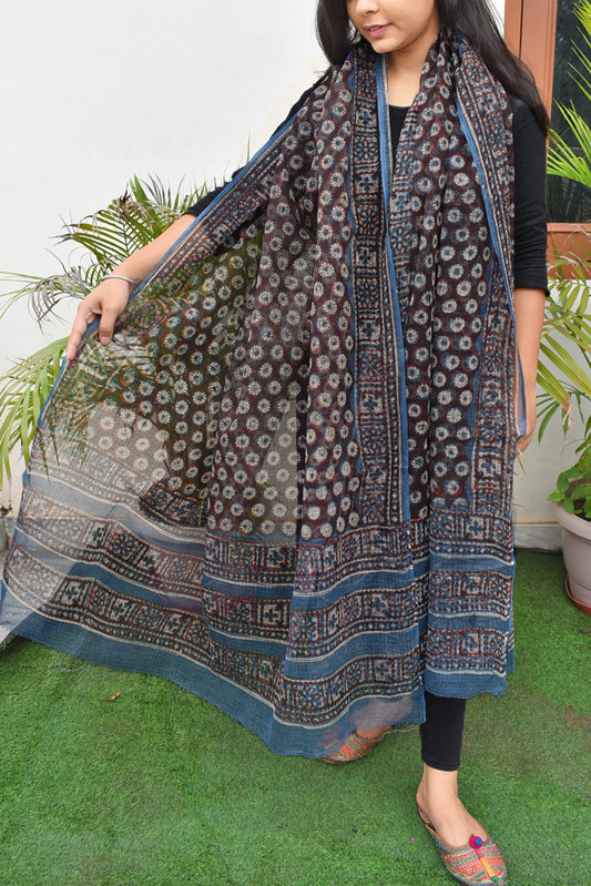 Hand Block Printed Kota Cotton Dupatta