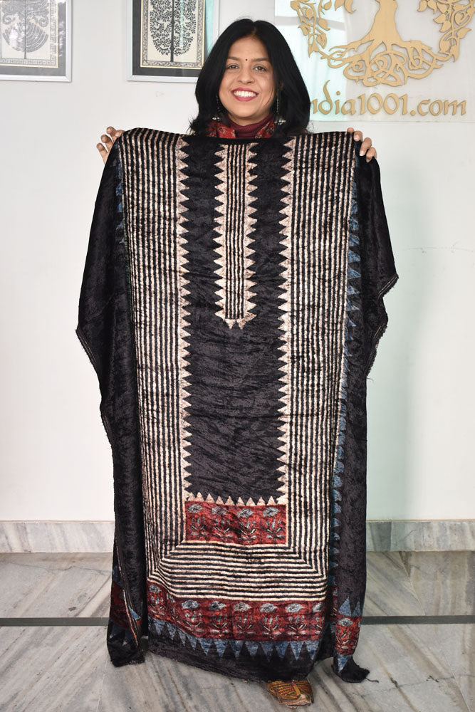 Ajrakh Velvet kurta fabric