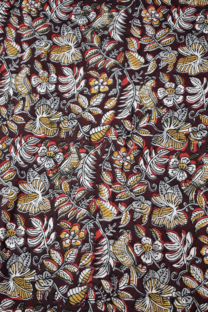 Beautiful Natural Jahota Hand Block Printed Pure Cotton  Fabric ( 2.5 mtrs cut)