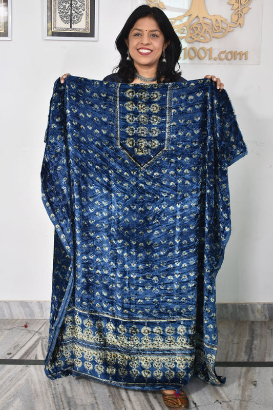 Ajrakh Velvet kurta fabric