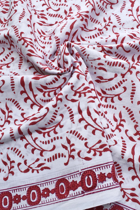 Beautiful Hand Block Printed Running Cotton Fabric ( 2.5 mtrs cut)