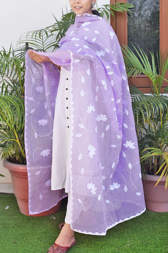 Handcrafted Phool Patti Applique Kota cotton dupatta