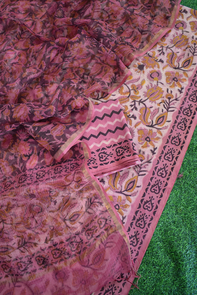 Beautiful Vanaspathi Ajrakh Pure cotton suit with Kota Doria dupatta