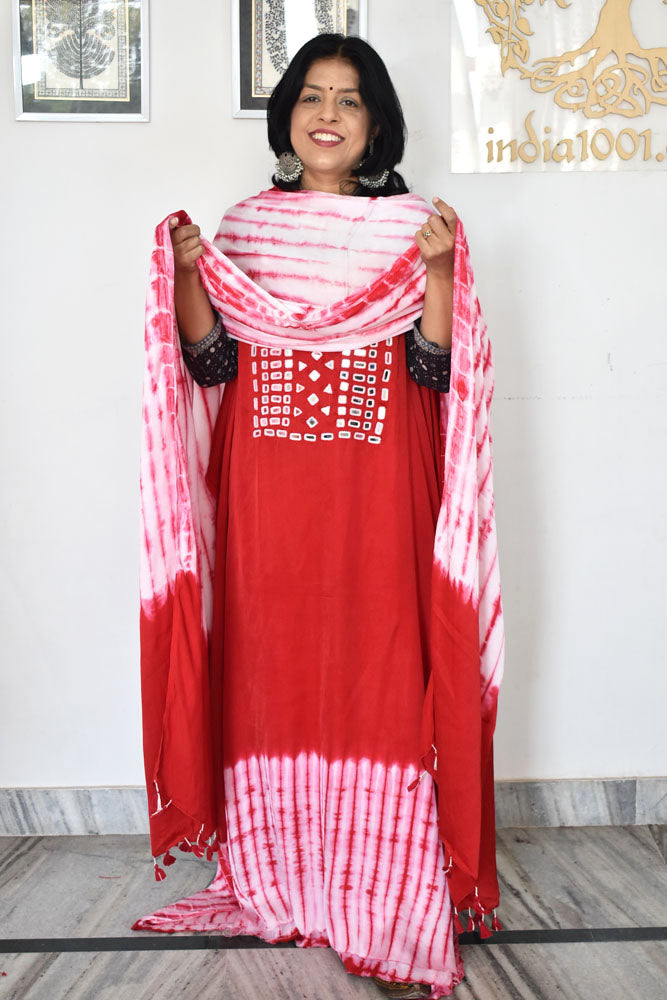 Shibori & Kutch Mirror Work Modal silk suit