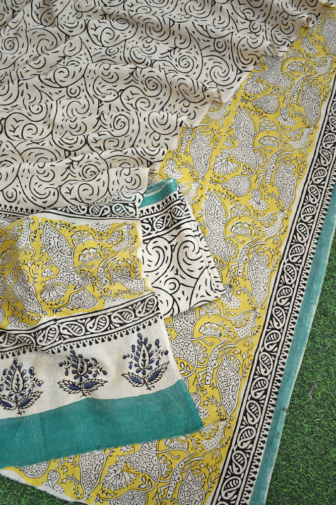 Hand Block Printed Cotton unstitched suit fabric with Soft Cotton dupatta