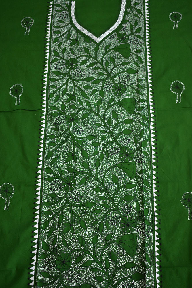 Hand Embroidered Kantha work cotton kurta fabric