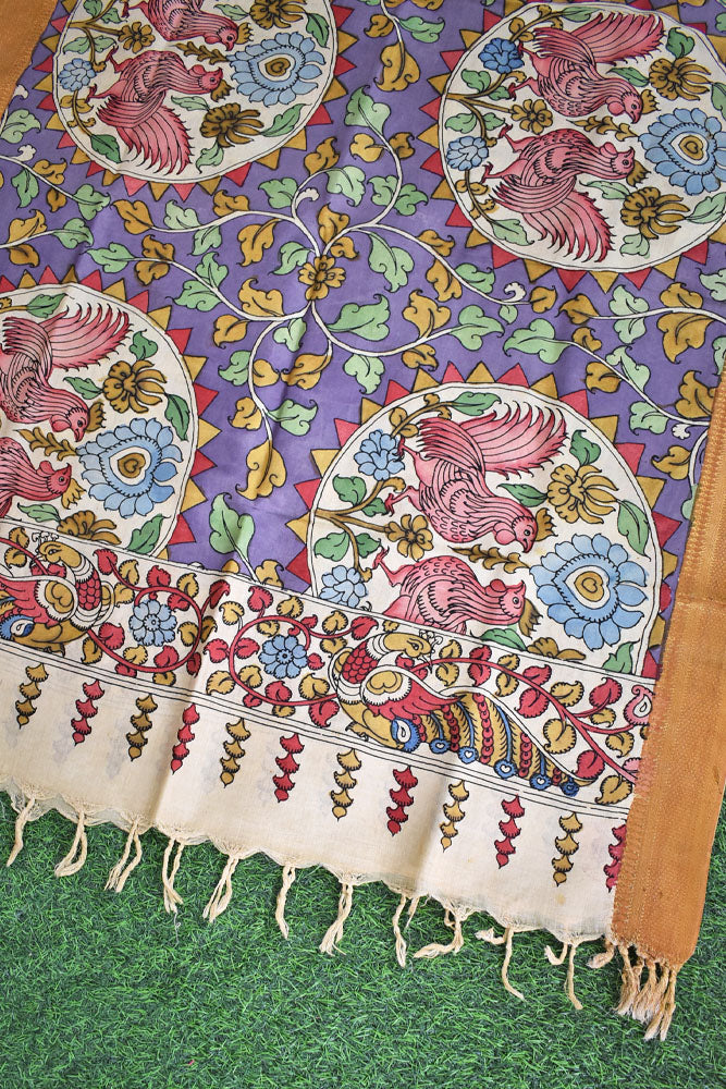 Beautiful Bangalore Cotton Silk Hand Painted Kalamkari Dupatta