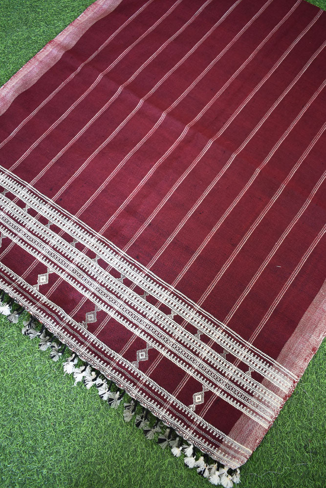 Unique, Warm Handwoven Bhujodi Handwoven Pure Wool shawl with tassels - Unisex Shawls