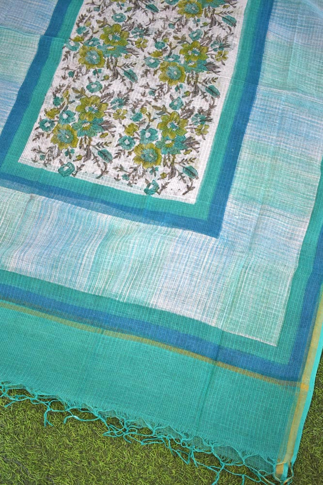 Hand Block Printed & Brush painted  Kota Doria Cotton Dupatta