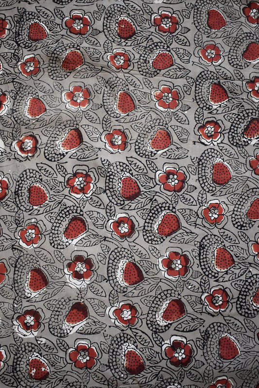 Beautiful Modal Silk Hand Block Print Fabric - 2.5 mtrs cut