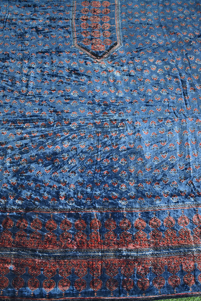 Ajrakh Velvet kurta fabric