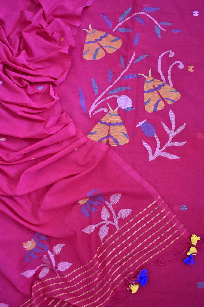 Kalakriti : Beautiful Hand Woven Soft Cotton Jamdani Kurta Fabric & Dupatta set