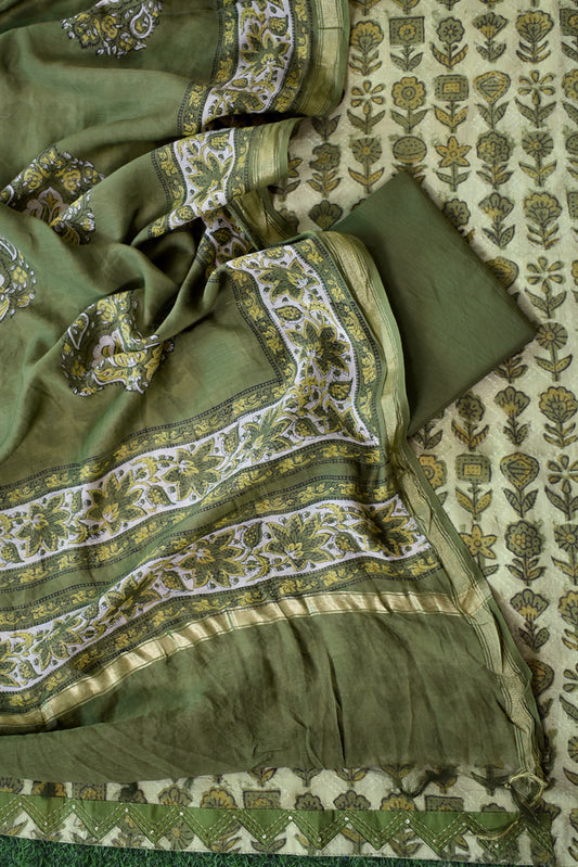 Beautiful Vanaspathi Ajrakh Dobby cotton suit with Chanderi dupatta