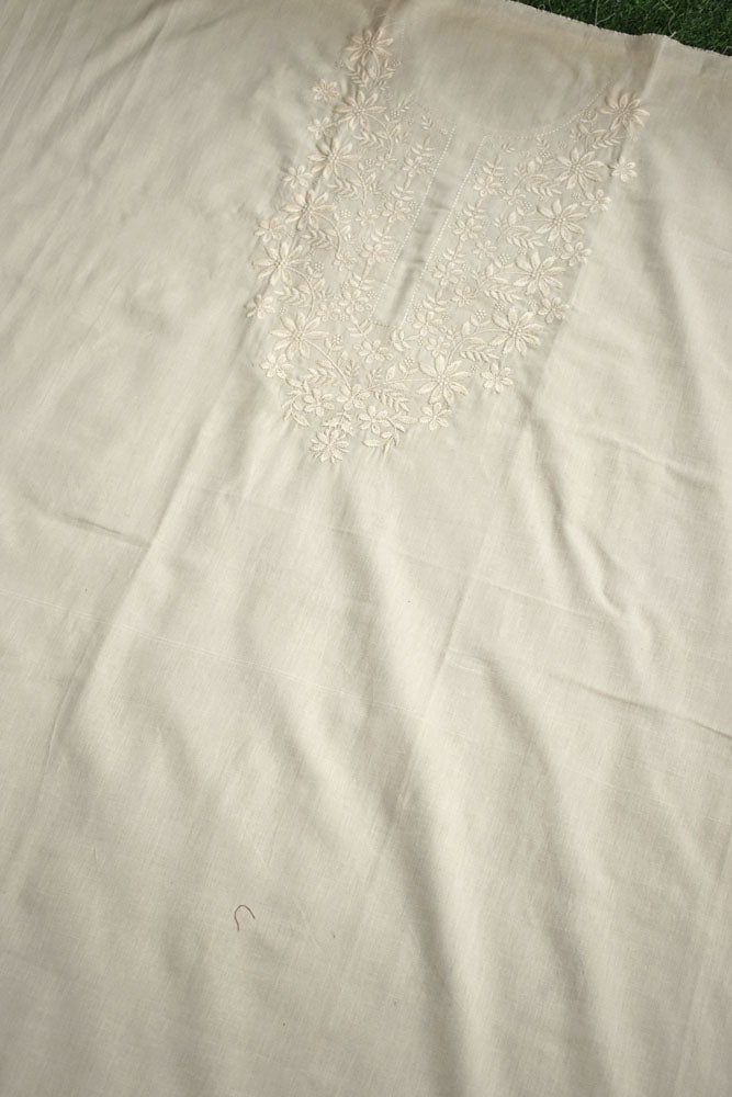 Elegant Cotton Kurta fabric with Embroidery - 2.6 - 2.7 mtrs