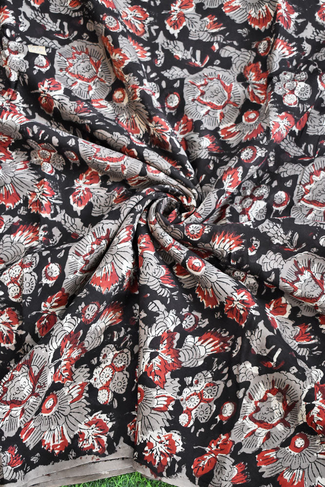 Beautiful Muslin Silk Hand Block Print Fabric - 2.5 mtrs cut