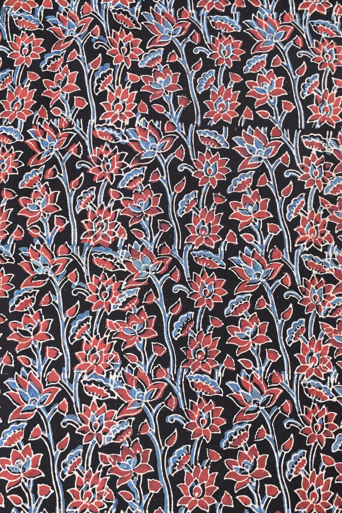 Ajrakh Hand Block Printed Cotton Fabric - 2.5 mtrs