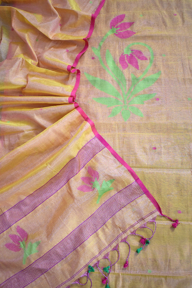 Kalakriti : Beautiful Hand Woven All over Tissue & Cotton silk Jamdani Kurta Fabric & Dupatta set