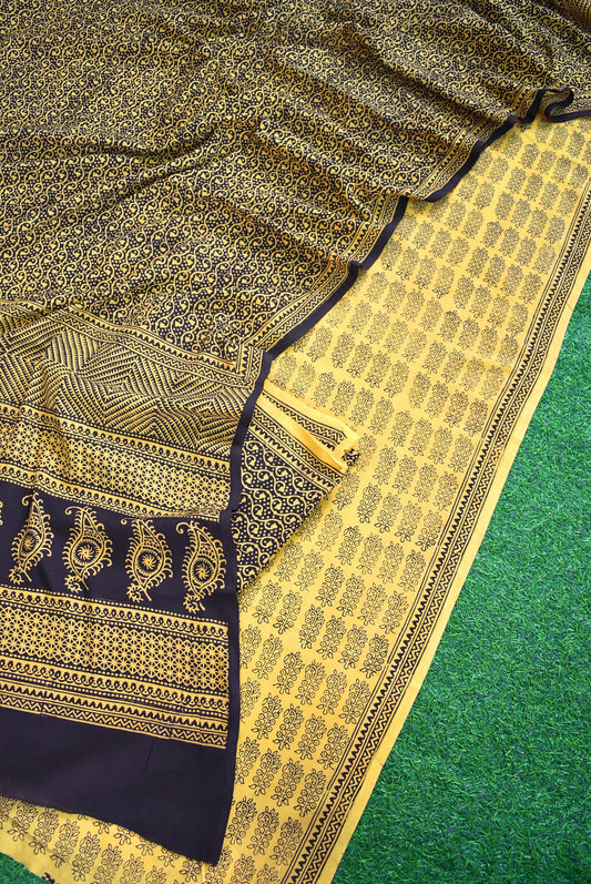 Classic Bagh Block Printed unstitched suit fabric with Pure cotton dupatta