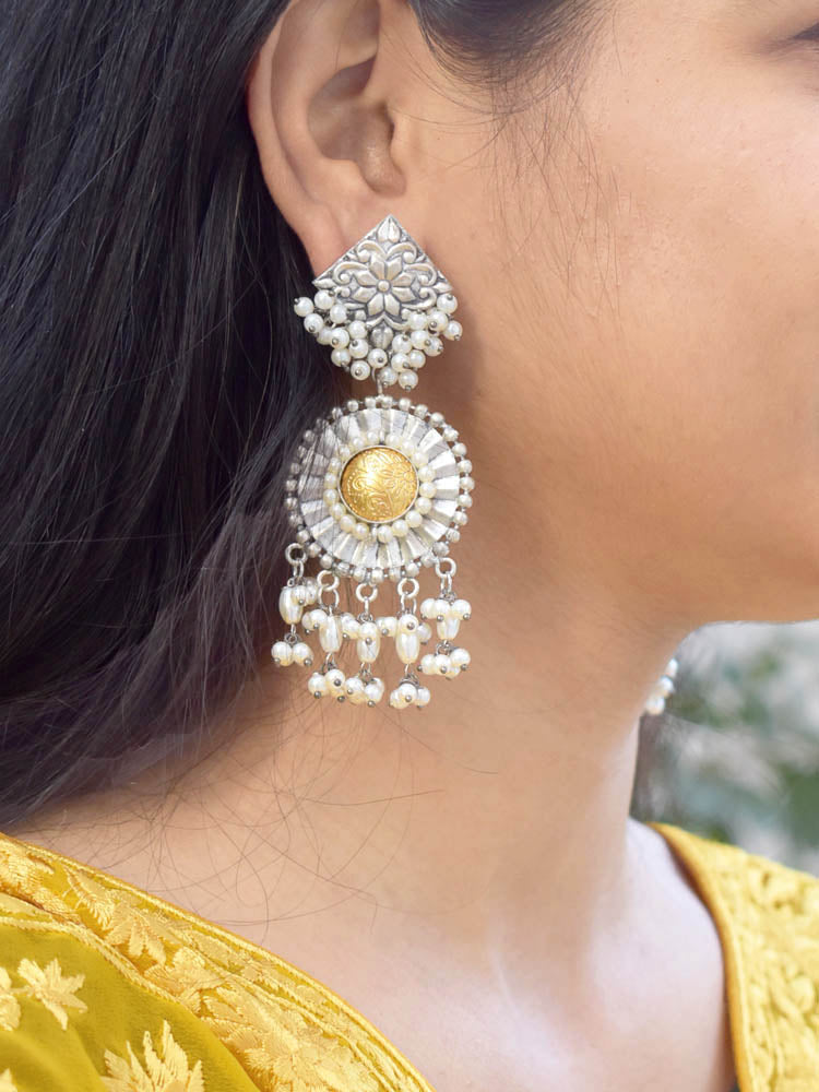 Tattva Dual Tone Layered Statement Earring - Shyle