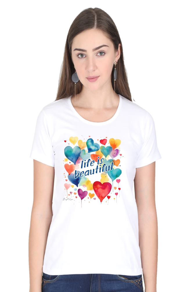 Life is Beautiful - Floral Womens T-Shirt