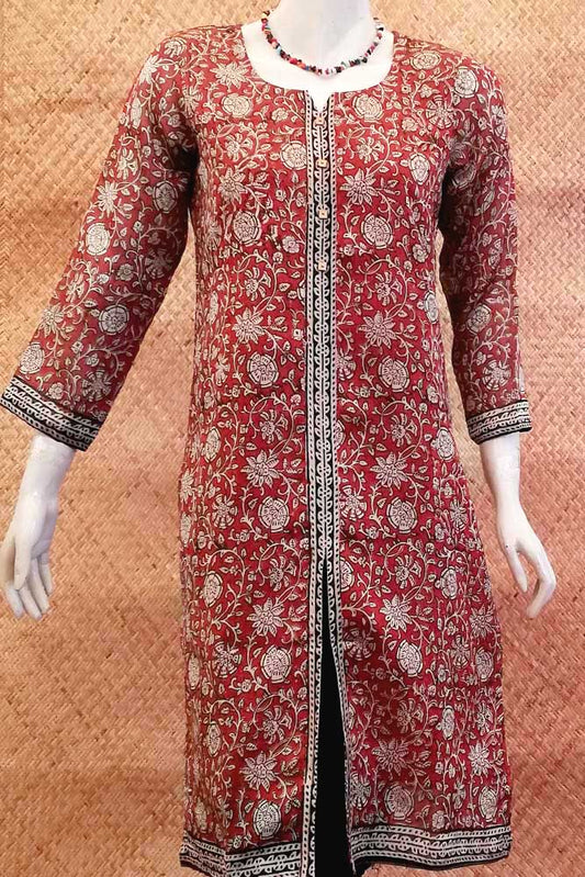 Block Printed Chanderi  Kurta