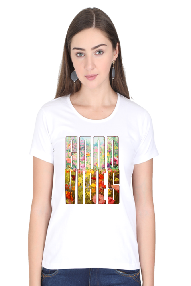 Good Vibes Floral Womens T-Shirt