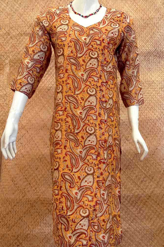 Elegant Block Printed Chanderi Long Kurta