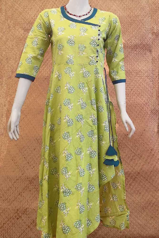 Elegant Block Printed Cotton  Long Kurta