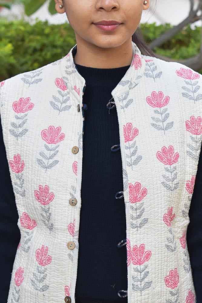Buy Indigo-White Dabu-Printed Cotton Jacket Online at Jaypore.com |  Clothes, Cotton jackets women, Kurti neck designs