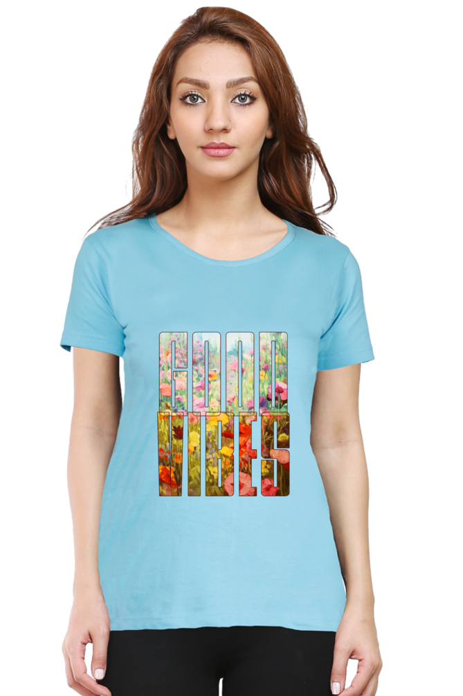 Good Vibes Floral Womens T-Shirt