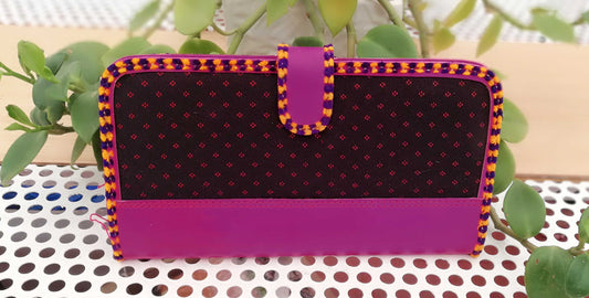 Handcrafted Kutch Leather With Mashroo Fabric Wallet