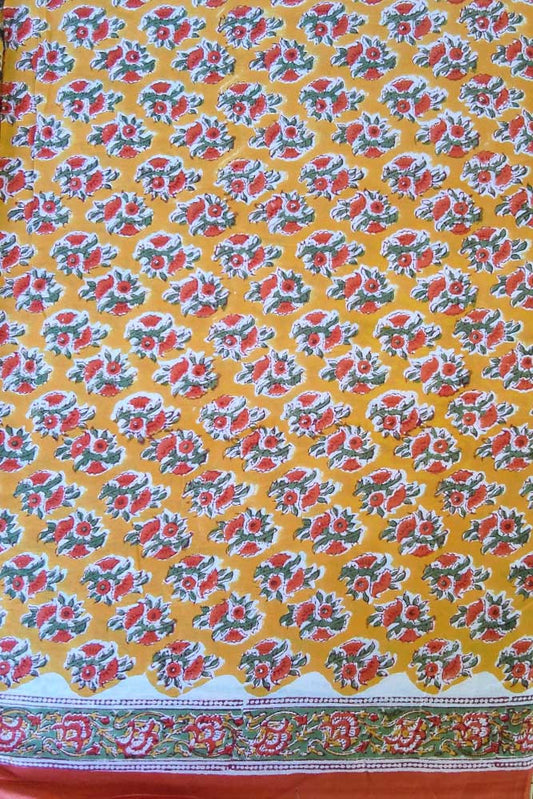 Block Printed Running Cotton Fabric